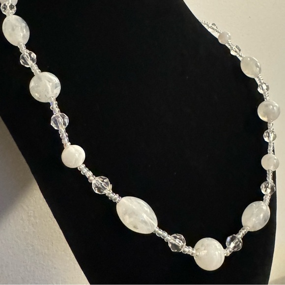 ⚜️3 for $30⚜️ Long White Translucent Acrylic Beaded Necklace (Station Necklace) - Picture 9 of 9